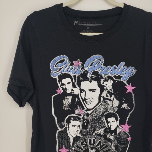 Prince‎ Peter Elvis Presley Tee Shirt Top XL Womens Stars Short Sleeves Black - Picture 4 of 10